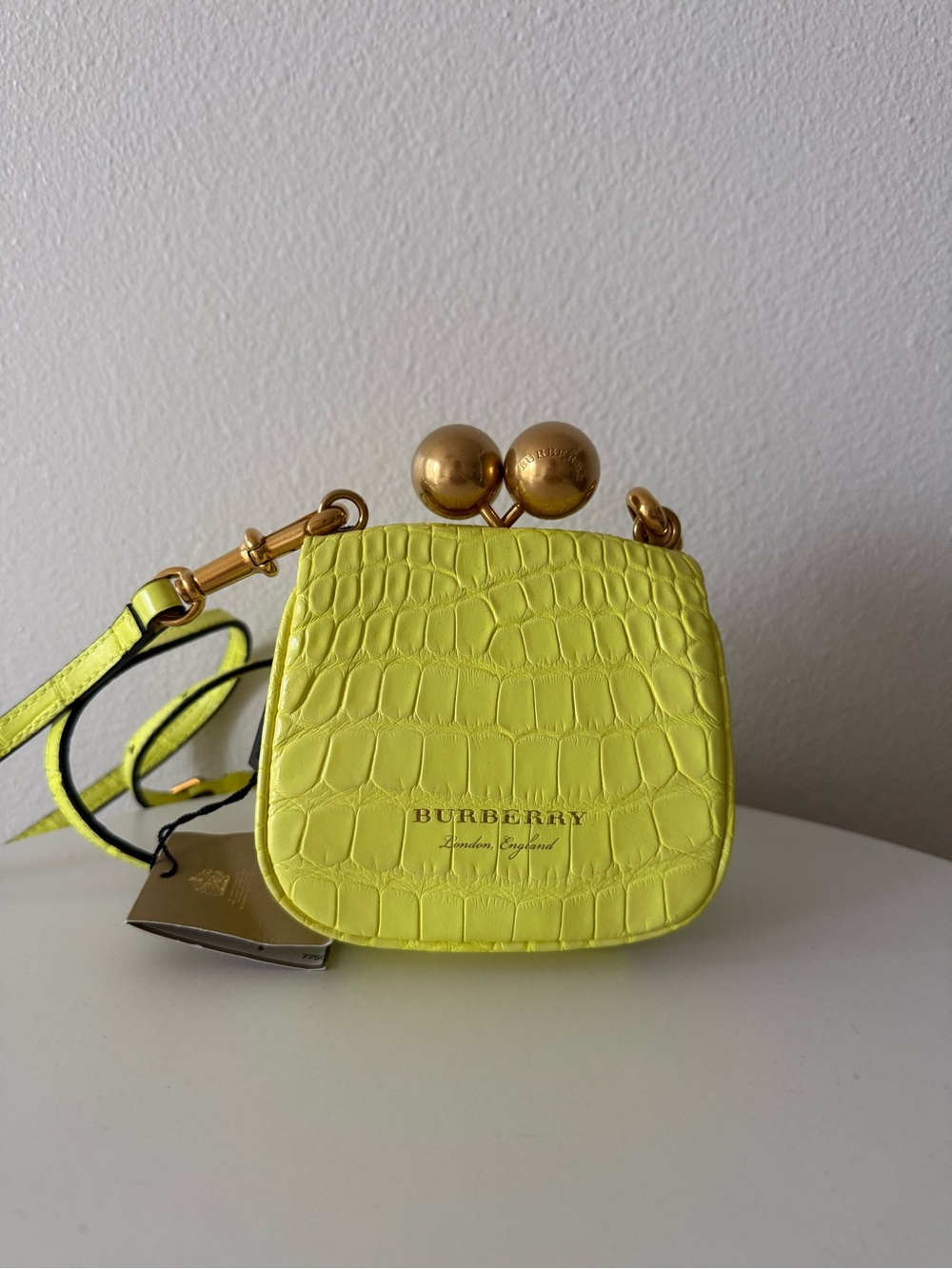 Alligator Mini Frame Bag Neon Yellow
